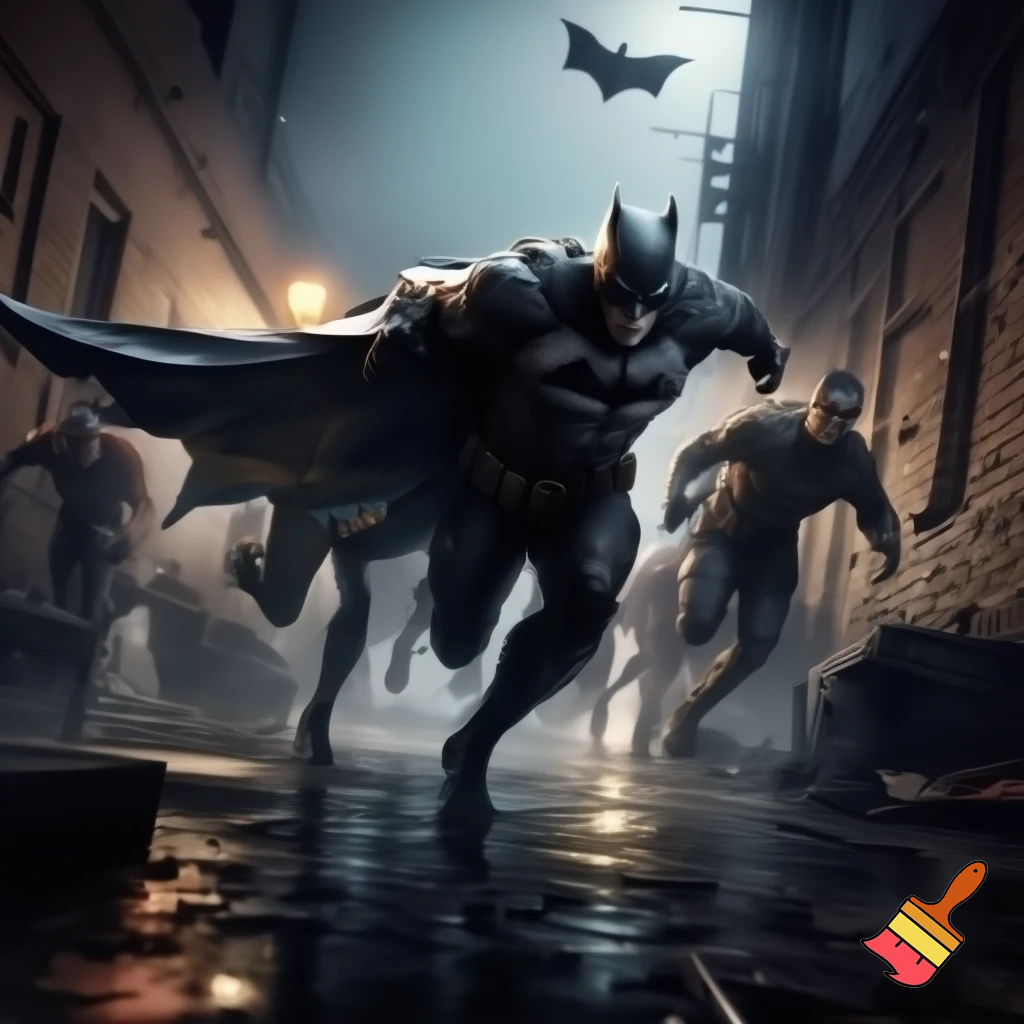 the esports team fnatic running from batman (realistic)
