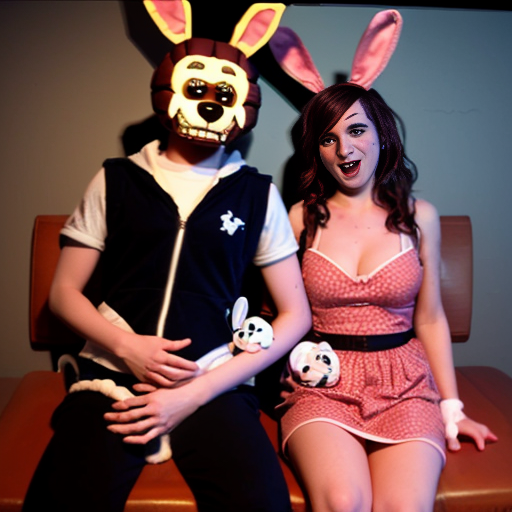 Show me what would happen if a boyfriend and girlfriend (Friday night funkin') were captured by female animatronics fnaf 2 , who then decided to make the boyfriend a girl (change his gender and appearance) and put the girl (boyfriend gender) in a cute sexy bunny animatronic costume, and the wife girlfriend in a female animatronic cat costume. Both died in agony. ( Blood ) How would the spirit of the girl (boyfriend gender) and his wife (girlfriend) react afterward?