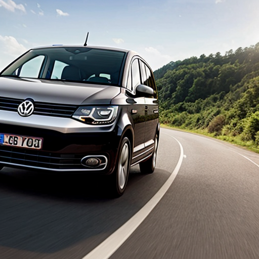 a dinosaur driving a volkswagen sharan
