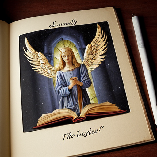 create a cover for book called "The Luminael Letters" by Dean Burgess. The cover art should include an illuminated letter L and a medieval angelic image