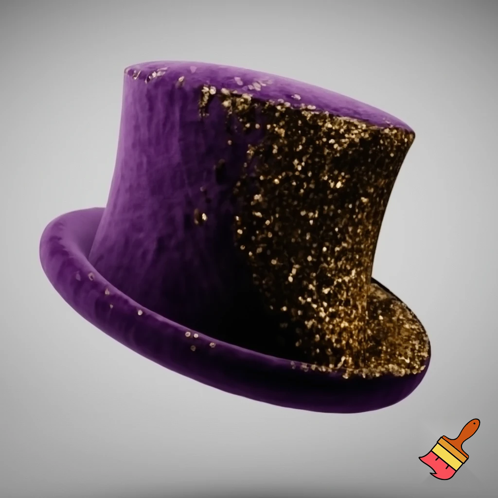 Purple and gold top hat velvet glitter gold purple