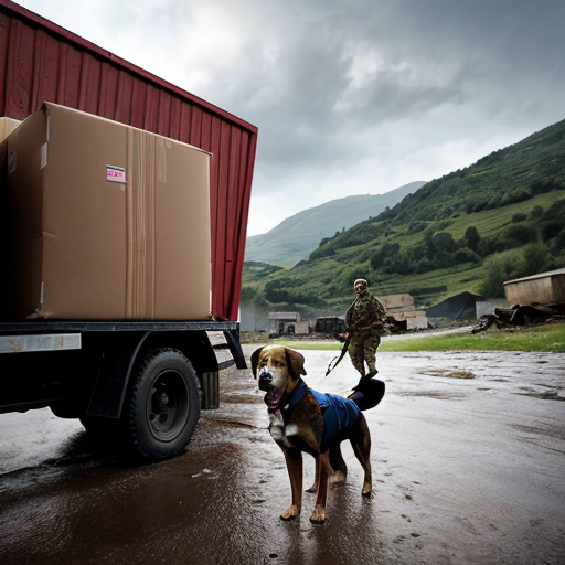 Pongo era un cane sanbernardo con soldati italiani, trasporto di casse di munizioni a Monte Cassino, atmosfera da accampamento militare, realismo storico e cinematografico con brutto tempo e pioggia