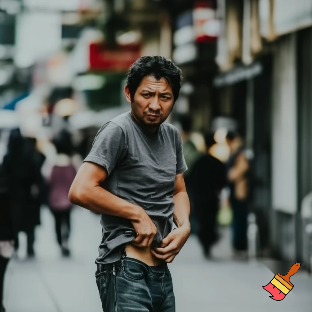 Man scratching his underpants 