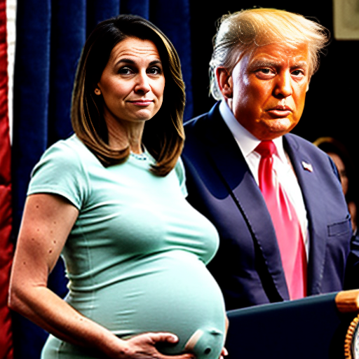 pregnant Joe Biden and a trump behind him
