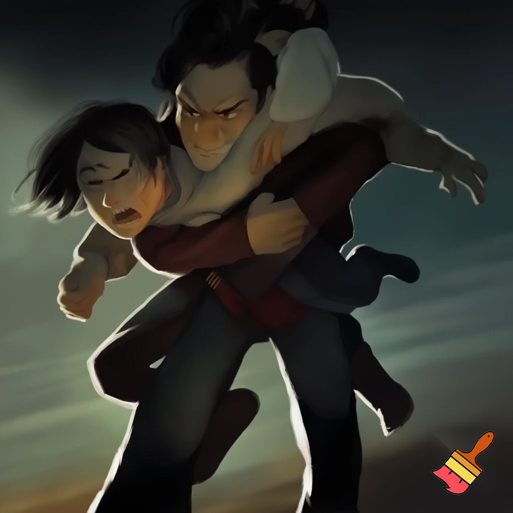 Parents running away with the boy 
