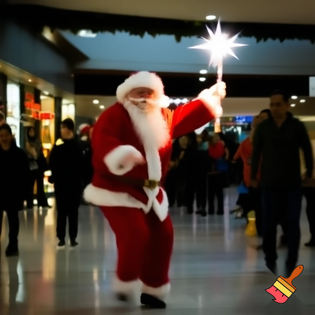 Santa Claus dancing shopping Centre walking Australian magic walking stick walking stick star