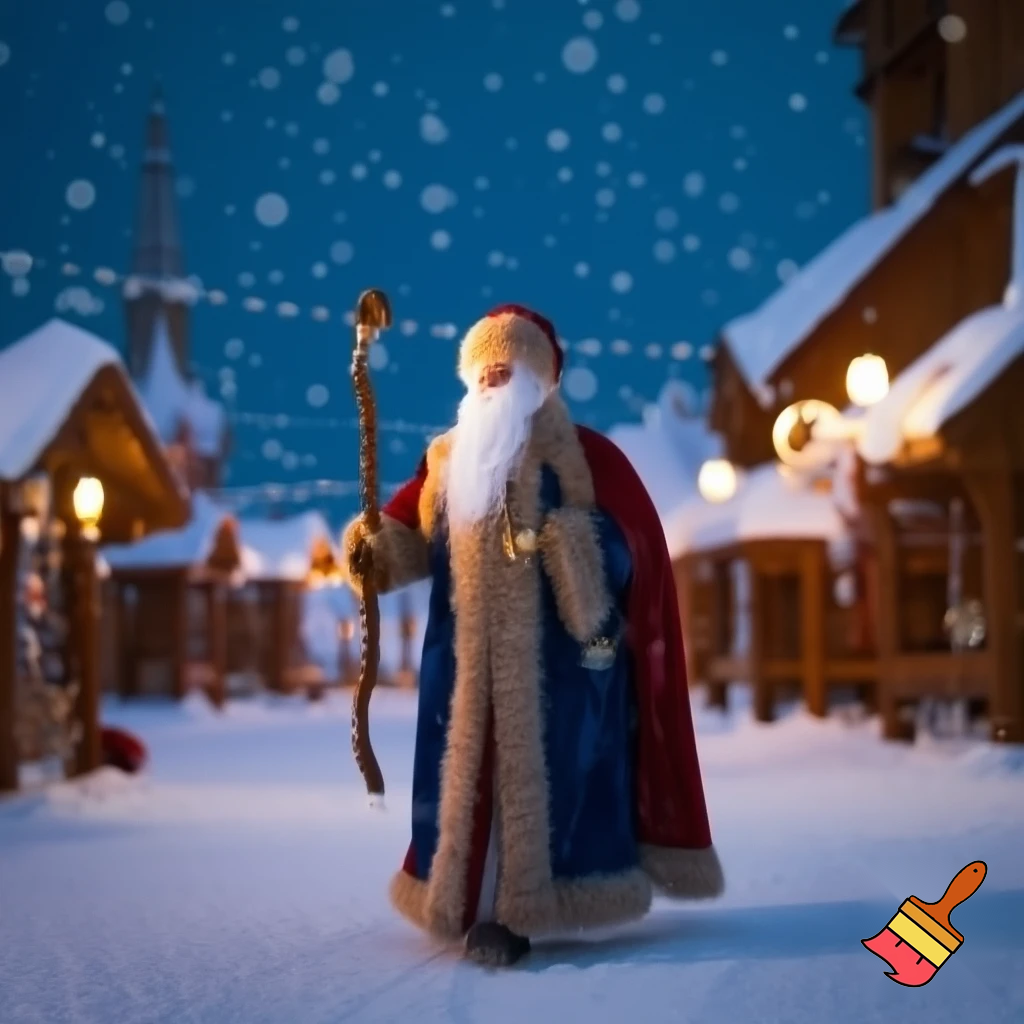 Christmas Russia, Santa Claus walk stick