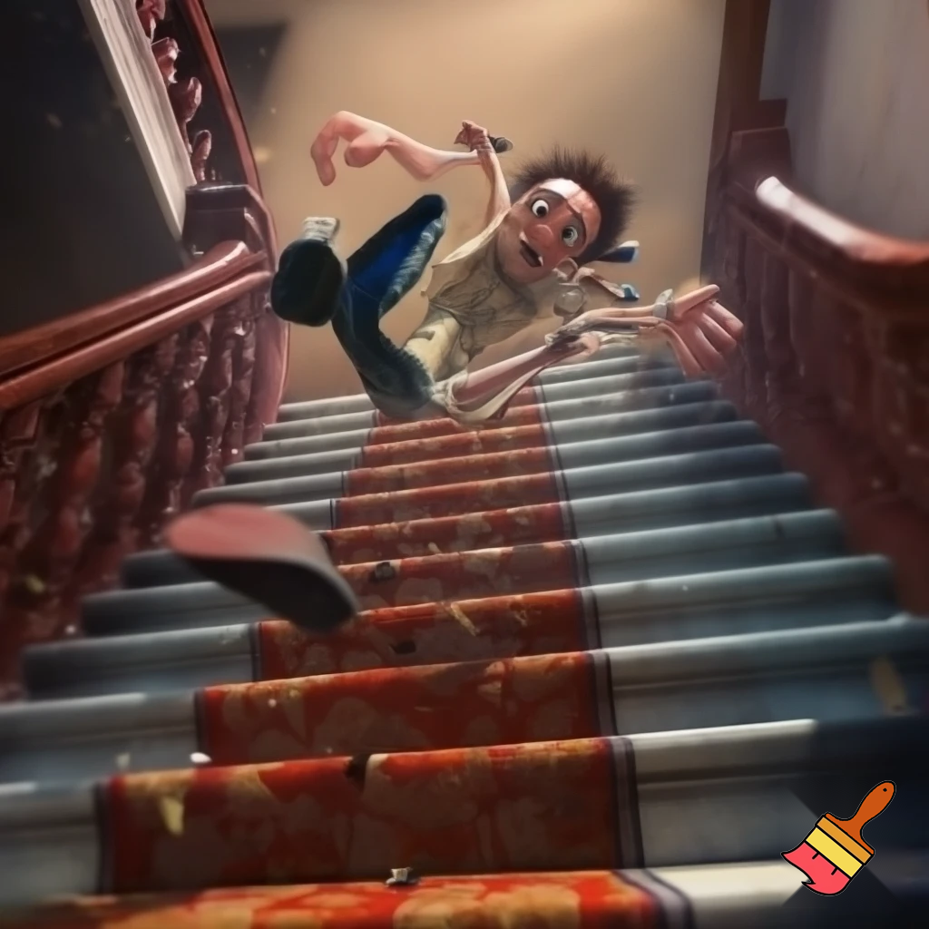 papaplatte alling down stairs
