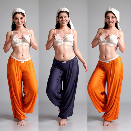 90's disney's 2d aladdin style comic dark blue background and panels of panel 1 raya barefoot with orange harem pants and orange bra and orange curved slippers with both hand palms place together and hiding the bottom of her mouth with a orange veil wrapped around her arms and attached to her head. 
panel 2 she danced with orange harem pants with orange bra and orange curved slippers with a orange veil wrapped around her arms and shoulders and raising legs and bounced up and down her belly and shook her hips left and right. 
panel 3 as raya with orange harem pants and orange bra and orange curved slippers spreading her arms, happily revealing her face to the viewer and giving a smile as she turns around shook her butt left and right. 
Panel 4 raya with orange harem pants and orange bra and orange curved slippers started to fading away , except her belly, which is bouncing around. 
Panel 5 then the ball transforms into the fading in belly of elsa barefoot with white harem pants and white bra and white veil wrapped around her arms and shoulders with her swaying her hips. 
Panel 6 elsa barefoot with white harem pants, white bra and white veil wrapped around her arms and shoulders and with her hand palms place together between her chest and she gives a smile and winking her left eye.  
