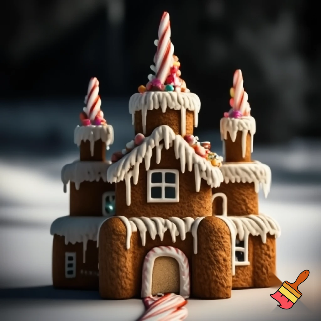 A gingerbread house castle