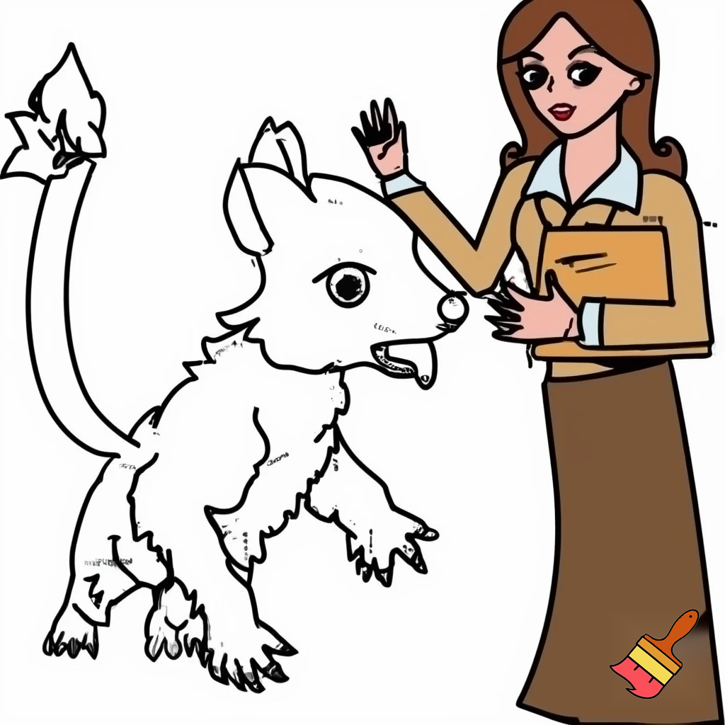 A teacher beautiful Full body made with caryon drawing in white background 
