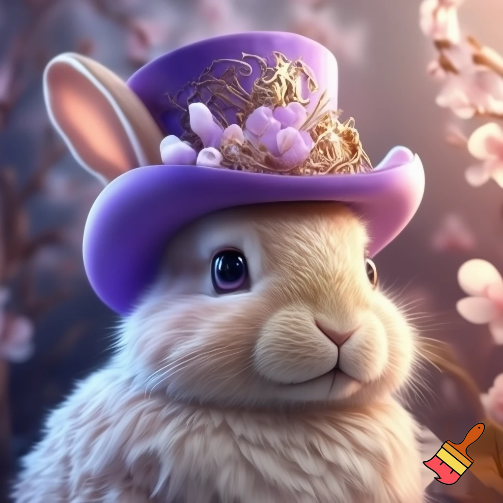 Easter bunny top hat headband, purple and white with gold