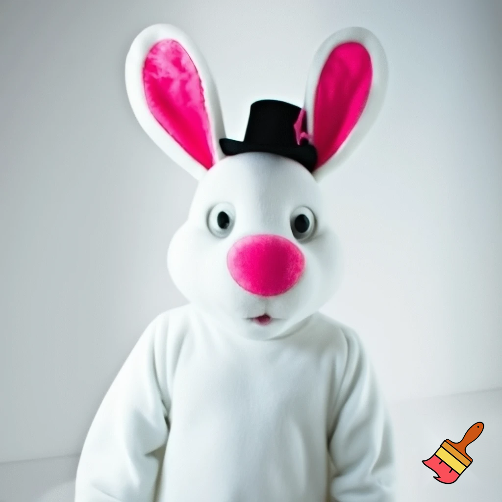  Mascot costume Easter bunny costume top hat pink and white