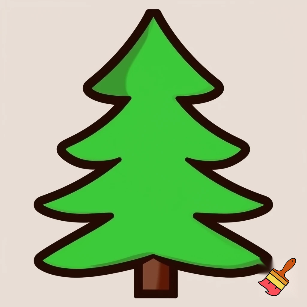 icon of fir tree in cartoon style