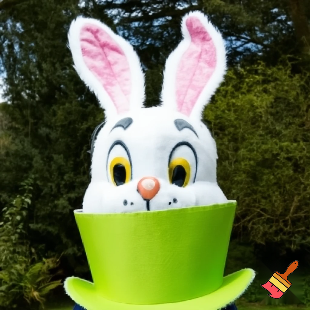Easter bunny mascot costume top hat