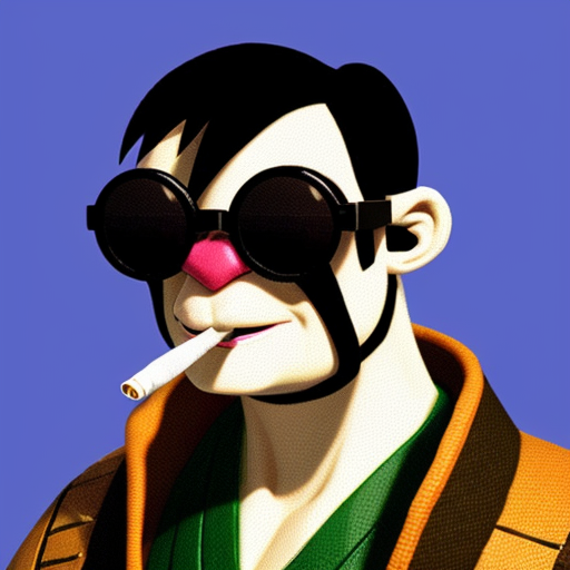 master oogway. smoking a cig with pixelated. sunglasses on