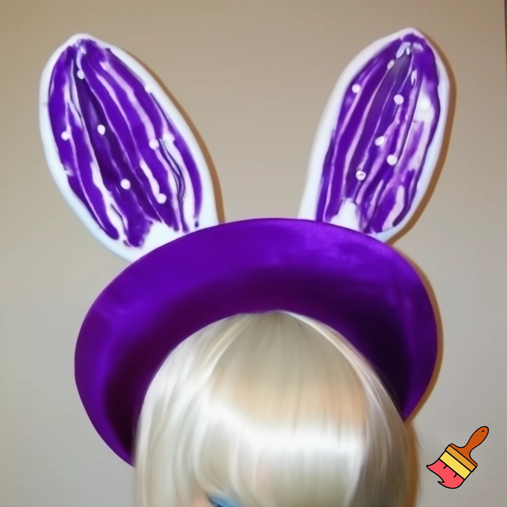 Easter bunny headband, top hat, Easter hat headband, top hat, purple and white, purple and white velvet top hat