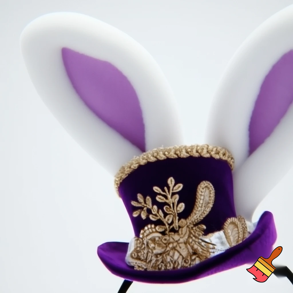 Easter top head headband, purple and white bunny ears top hat purple and gold top hat headband purple and gold and white