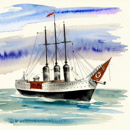 Small 1900s ocean liner with one funnel