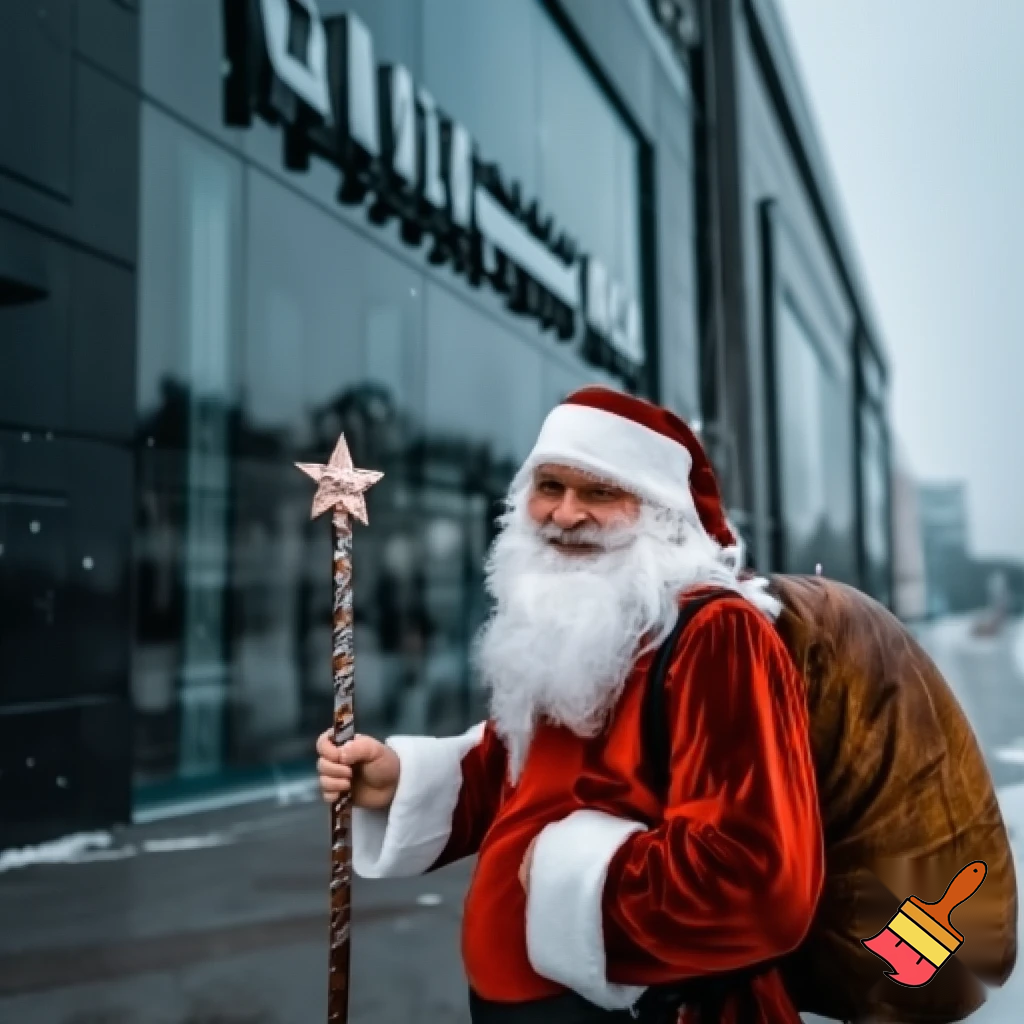  Santa Claus, Russia walking stick with a star shopping centre