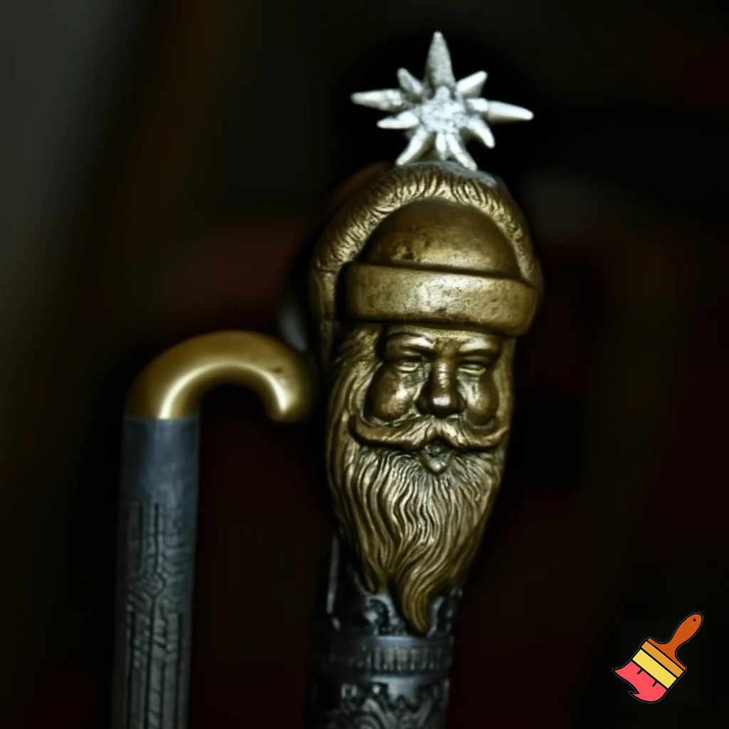 Russian Santa Claus walking stick with a star Santa Claus the real Santa Claus metal