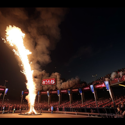 Create a pyro show of a fan curve. The pyros are supposed to be red and ignited by almost everyone. In addition, a banner will be shown: AUF GEHTS VICTORIA, KÄMPFEN UND SIEGEN!