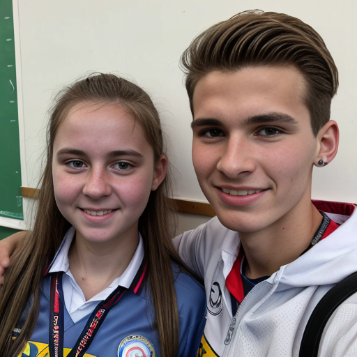 Goretzka and Vanessa at the school 