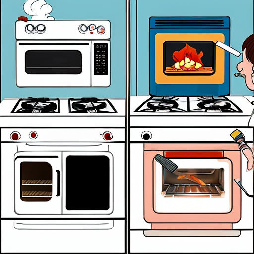 images of an animated smoking and broken oven for a child's story book. 