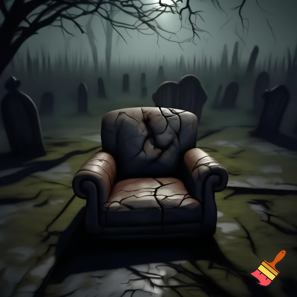 leather chair in a grave
