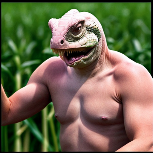 Donald Trump as a reptilian hybrid harvesting humans