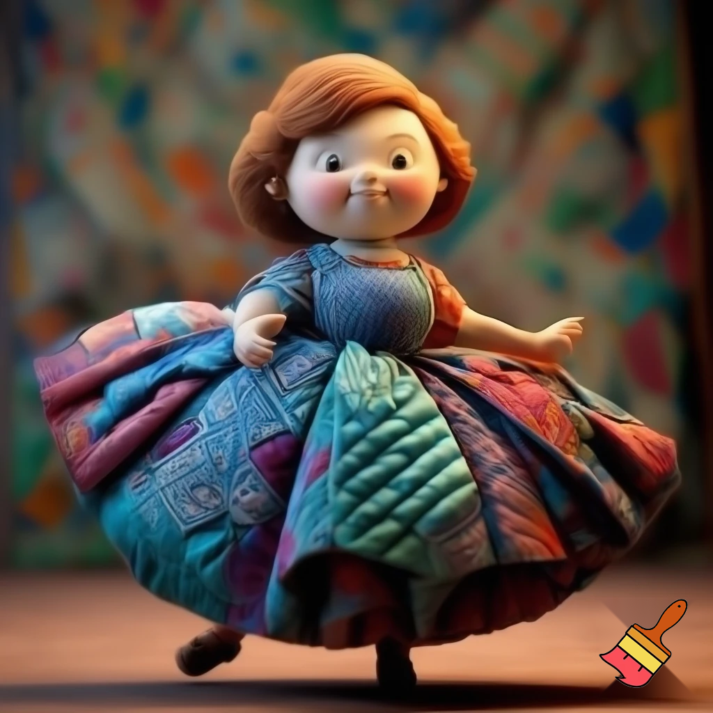 Quilted artwork of lady in a dress