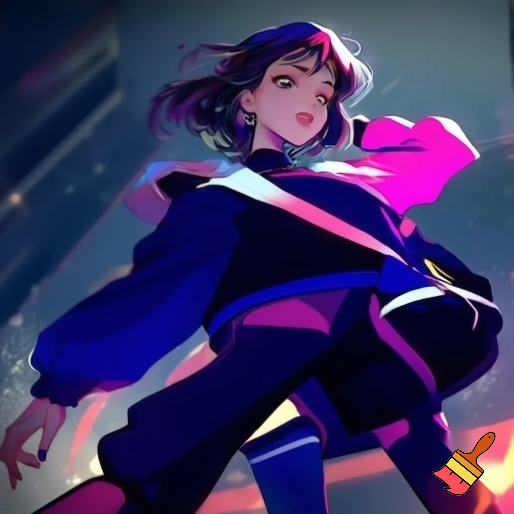 Anime girl 20 years old so cool and cute with cool clothes do cool poses