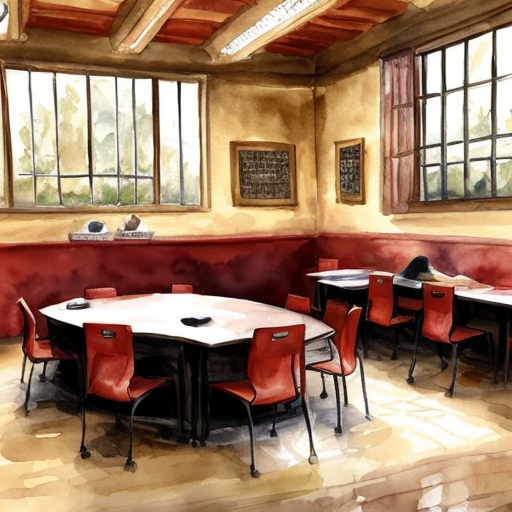 “large university campus full of students in ancient robes, discussion, learning, vibrant environment”