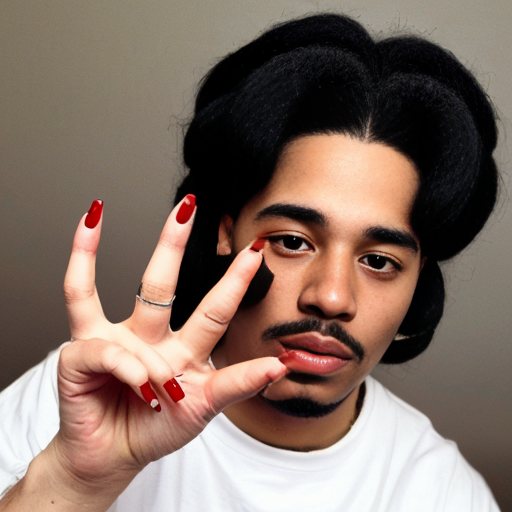 make gangsta king charles with reLLY LONG RED NAILS

