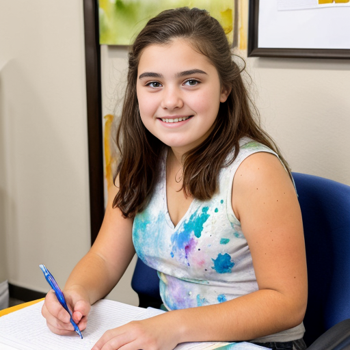 upset teenage girl in the principals office waiting room