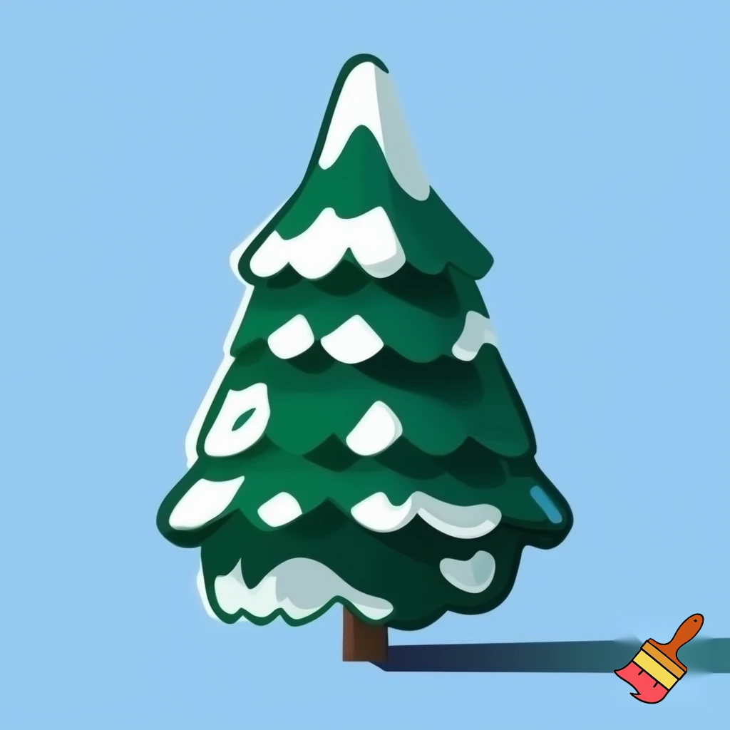 icon of fir tree in cartoon style