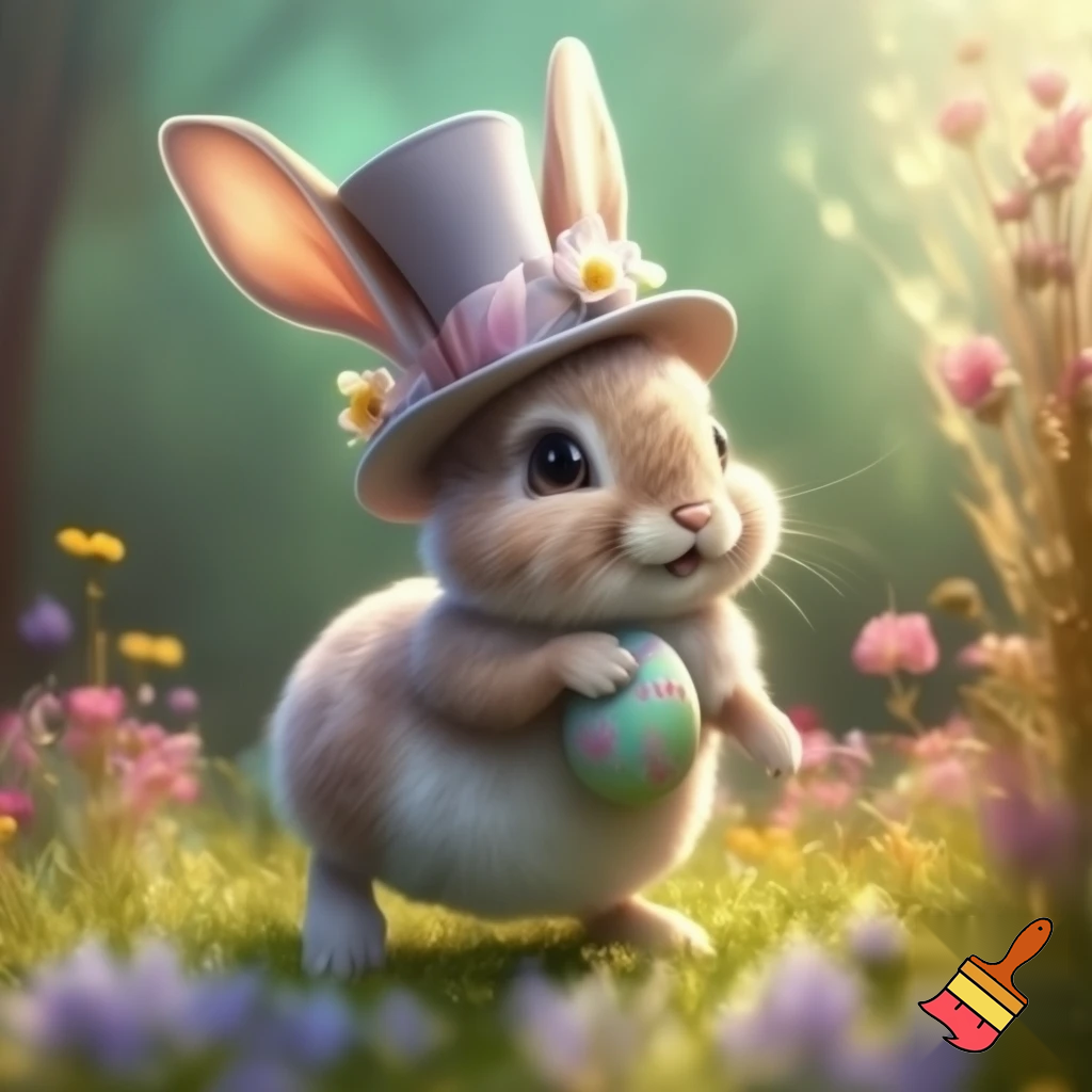 Easter bunny mascot top hat costume