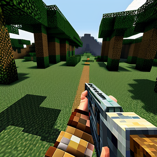 minecraft taiga forest, first person gameplay