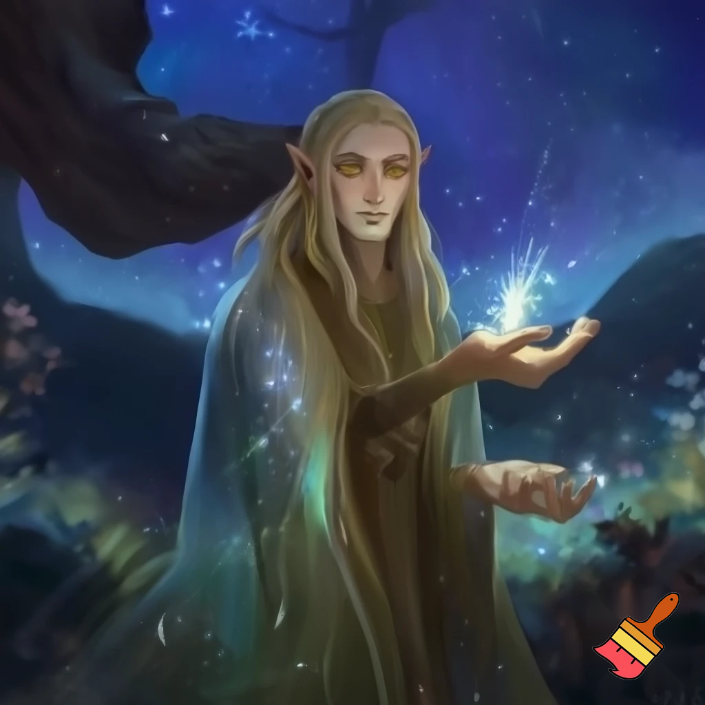  male wood elf circle of the stars druid pale skin blond hair hazel eyes