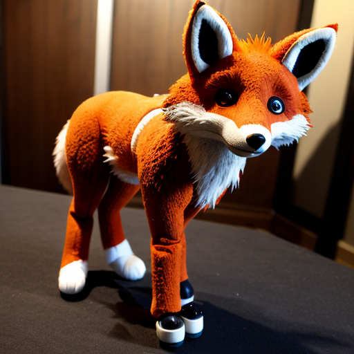 Un zorro animatronico con pelo a dos patas
