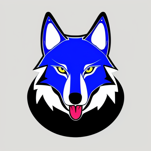 create an image of a glowing blue wolf, with glowing red eyes and a crocodile mouth