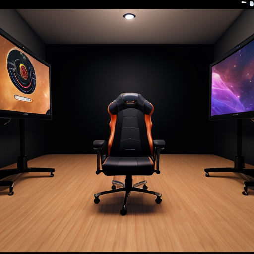 Create a background for the intended streamer. The streamer's chair should face the computers, and the space should be dark to create a tense atmosphere.