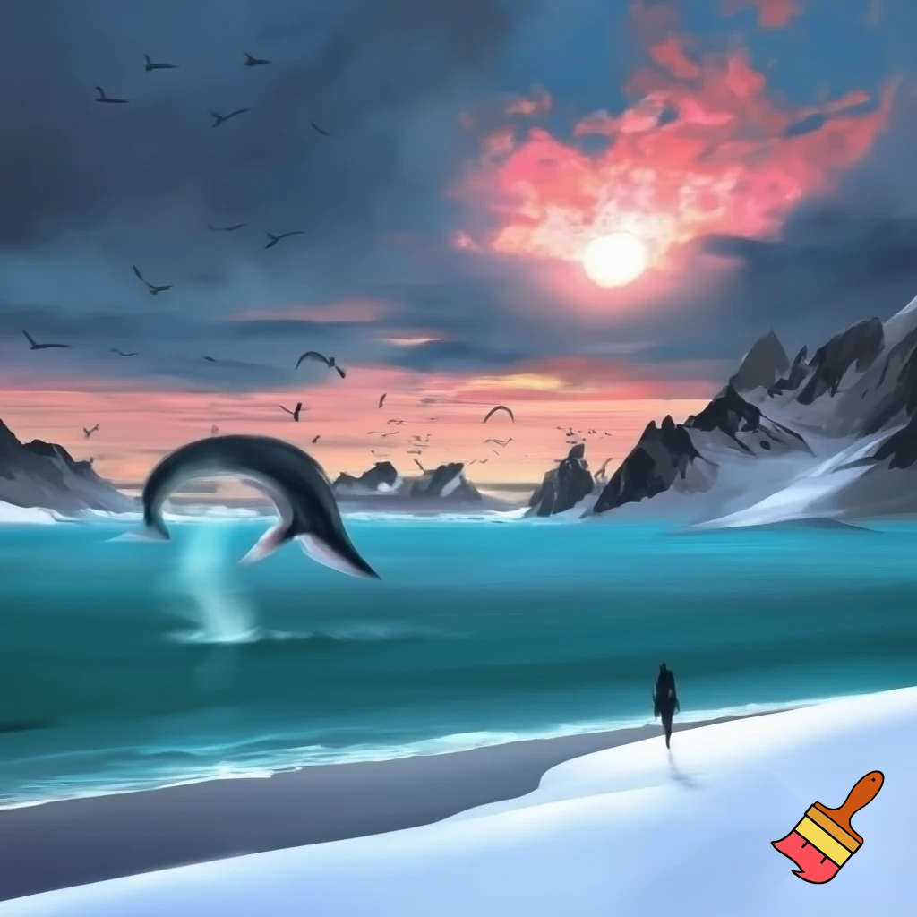 The sky was wrapped in a warm blanket of clouds whilst the sun peeped through.As I looked up,the seagulls cried out loudly as they gracefully flew across the sky.As I began walking across the velvety snow my cheeks turned bright red and my nose began to drip out water.When I opened my mouth a cloud of smoke burst out.

The mountains were grey and black.As I looked into the sky the clouds turned a bright pink and orange as they moved closer together like a happy family.The temperature dropped even lower and my legs felt like they were about to freeze  but i kept walking and didn't give up.The snow went onto my face and my hands started to become even colder but i still didn’t give up.

The waves splashed into the sky and sprayed onto my face.Whilst I wasn't looking a whale splashed out the water and into the sky my stomach dropped in shock.The water was a calm blue and green and I saw a turtle through it.
