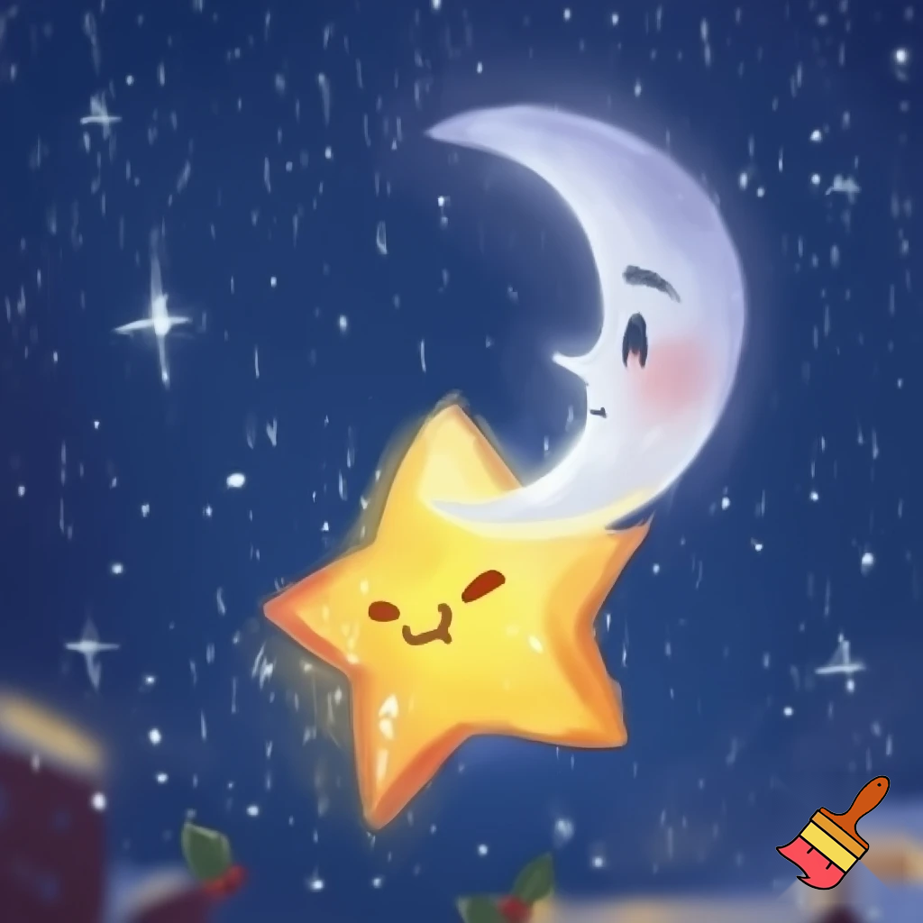 Star and the moon christmas cartoon