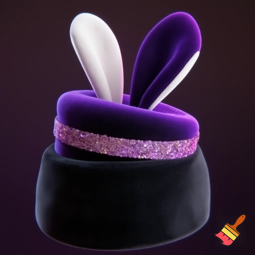 Black top hat with bunny ears velvet white and purple purple and white headband fabric and velvet glitter, purple and pink special present true special and delicate velvet white purple Easter bunny is bunny top hat velvet?