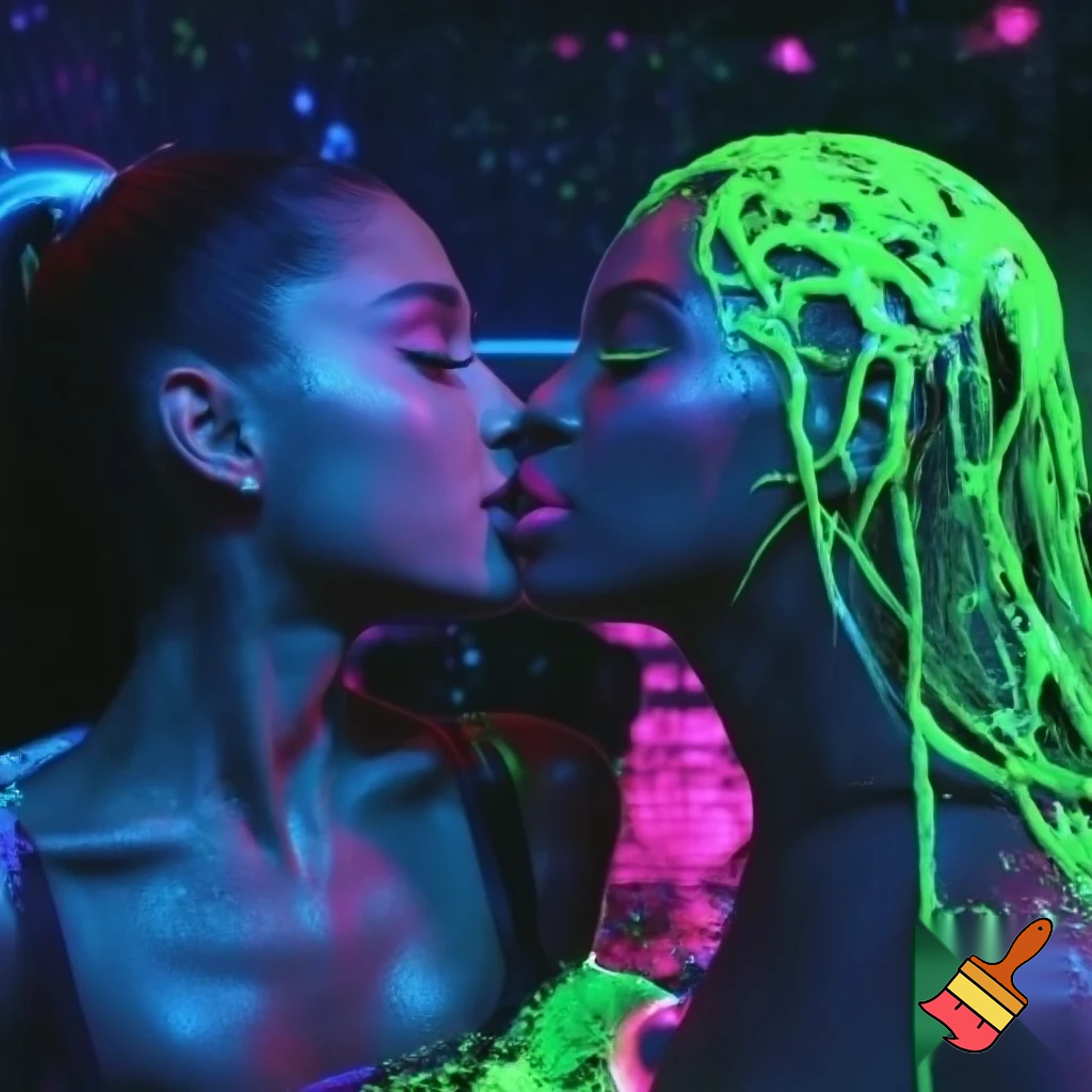 ariana grande and beyonce kissing in sweaty neon environnement hot +18 lesbians hot porn