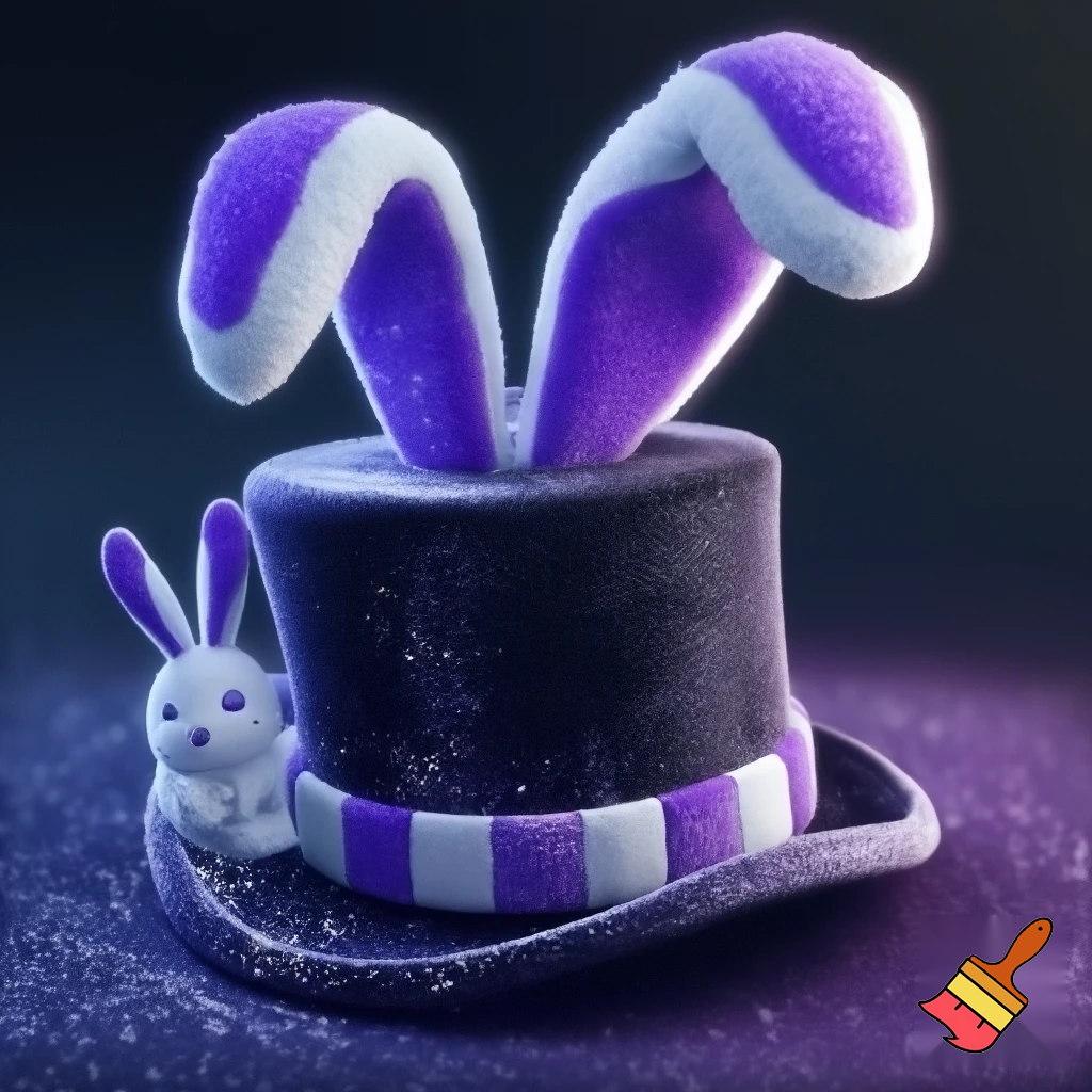 Black top hat with bunny ears velvet white and purple purple and white headband fabric and velvet glitter, purple and pink special present true special and delicate velvet white purple Easter bunny is bunny top hat velvet?