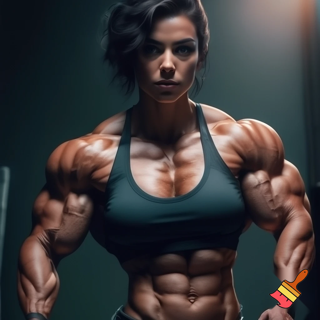 muscular woman with big breasts