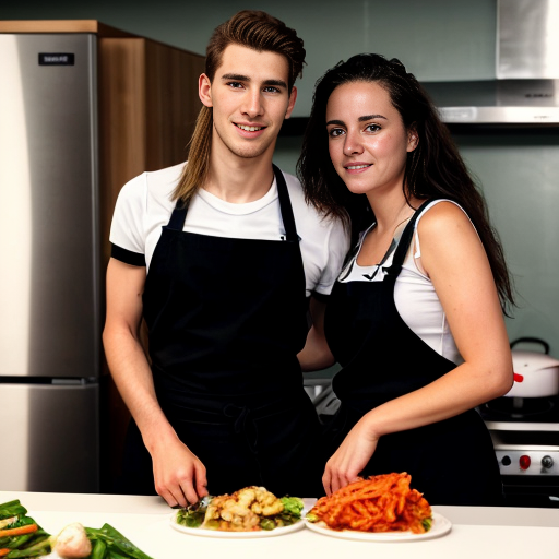 Goretzka and Vanessa at the kitchen 