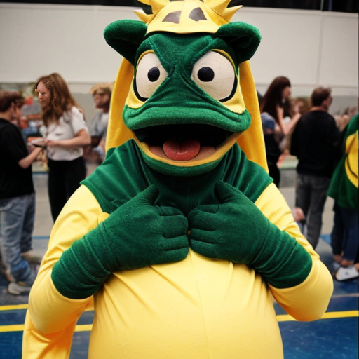 garney the a fattest an green color a dinosaur + yellow color an belly & yellow color an spike + White color an Toen-Nails + Green color an tailed with a 8 an Circle a Yellow color an sided a views the a tailed + Green color an headed with a yellow color an spiked a spined an big an headed an costume mascote in realistic photography the a physics an video a style and 2015-2026 an children the a dinosaur an fictional a style